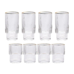 Stackable Gold Rim Ripple Drinking Glass